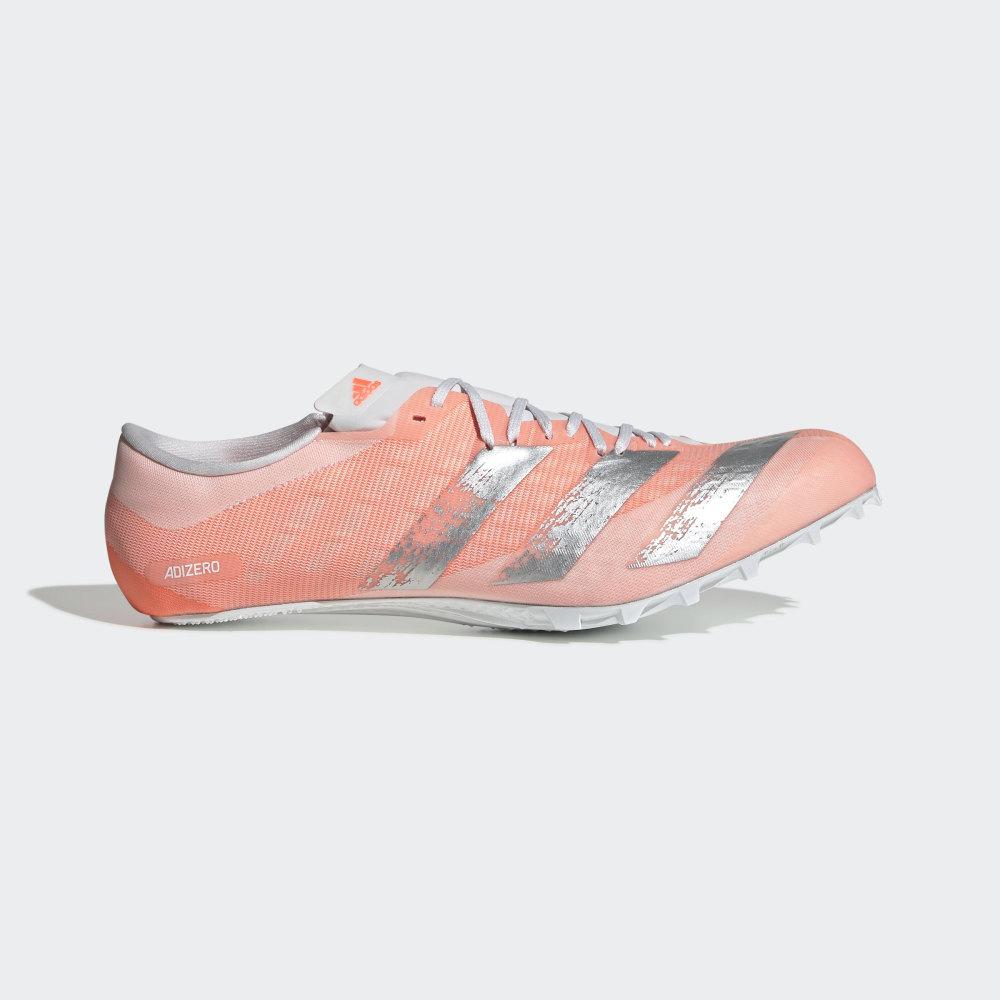 Adidas Men's Adizero Prime Sprint Track Spikes Coral/Silver Metal/White Ireland EE4586